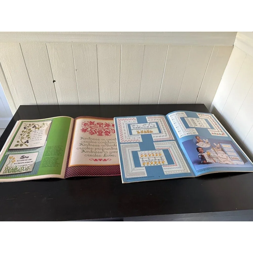 Vintage 1980s Cross Stitch Pattern Booklets Magazines Lot of 18 Needlework